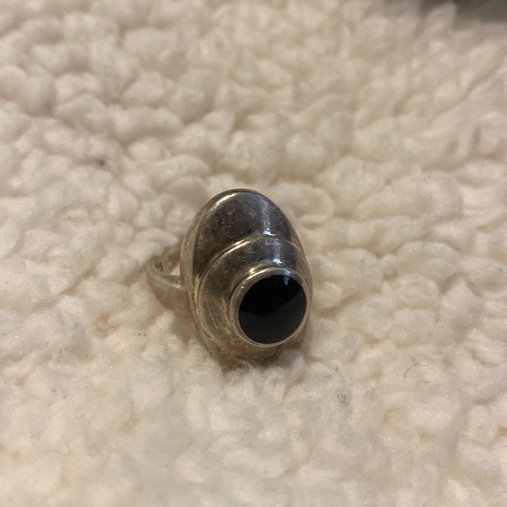 Black stone Ring stamped 925